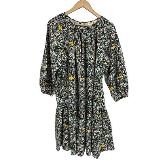 Levi’s Hemp Green Floral Tiered Long Sleeve Dress XS Oversized - Picture 1 of 5